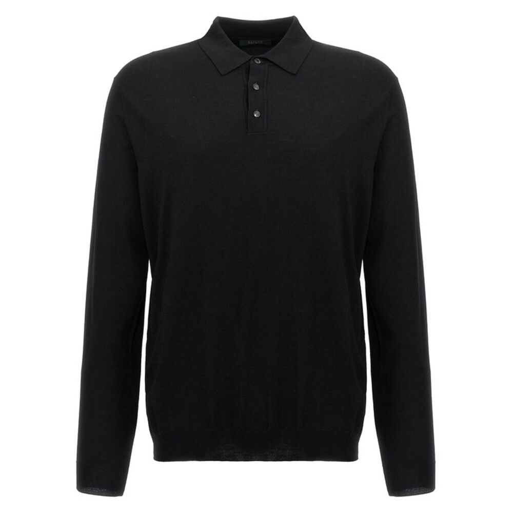 ZANONE Black Virgin Wool Polo Men's Shirt